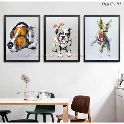 Cheap Wall Decor Beautiful Pet Dog Painting 100% Handmade Abstract Bulldog Paintings Animals Poodle Oil Painting On Canvas