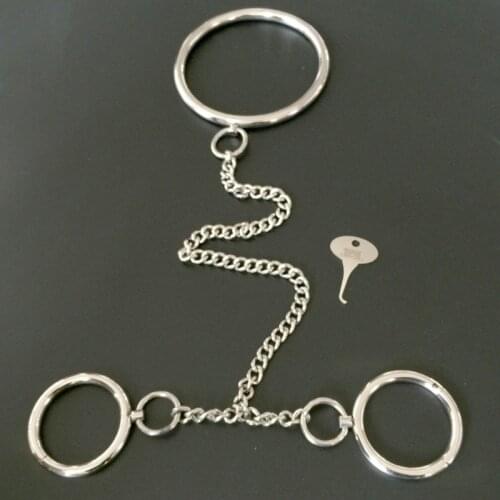 Stainless Steel Ring Hand Cuffs Neck Collar Slave Restraints BDSM Bondage Handcuffs Chain Collars Adult Game Sex Toys For Couple