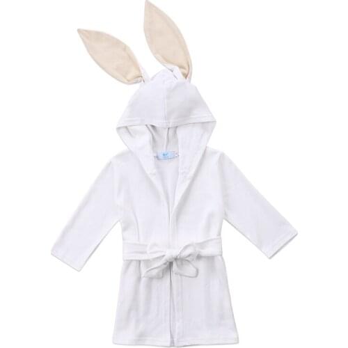 Lovely Newborn Toddler Kids Baby Girl Boys Clothes Long Sleeve Bunny Hooded Nightgown Robe Sleepwear Bathrobes Homewear Pajamas