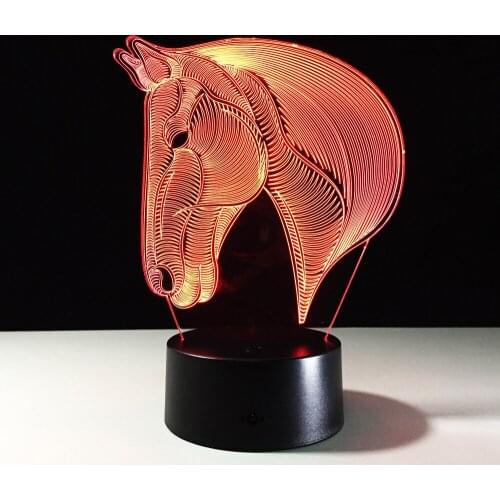 Horse LED Night Light Kids Gifts 7Colors Changing Horse LED Night Lights 3D LED Desk Table Lamp Bedside Lamps as Home Decoration