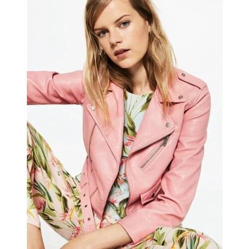 New Leather Ladies Jacket Black Ajustable Waist Pu Faux Leather Jacket female Yellow Short Outwaer Hot Sale LX492