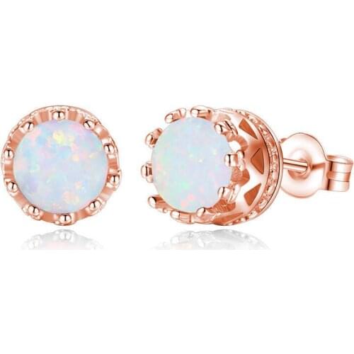 New Crown Colored Opal Earrings Temperament Joker Sweet Earrings Multiple Colors To Choose From Girl Mood Earrings