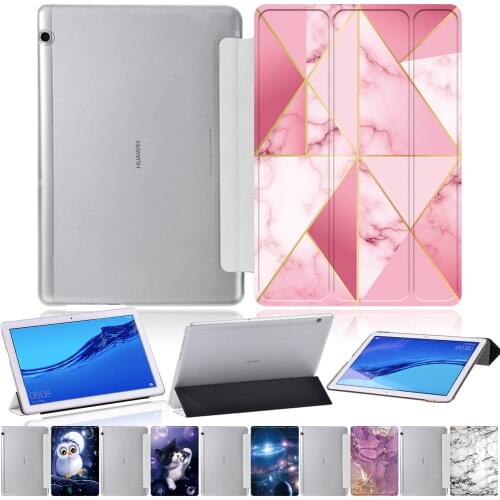 For Huawei MediaPad T5 10 10.1" New Tablet Case for Huawei MediaPad T3 10 9.6" Anti-Dust Leather Foldable Tri-fold Cover Case