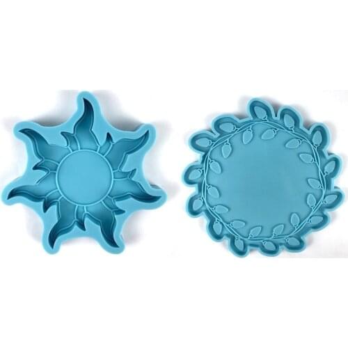 DIY Crystal Resin Mold Sun Flower Leaves Coaster Cup Pad Tray Decoration Mold UV Epoxy Resin Making Mould Home Decoration Crafts