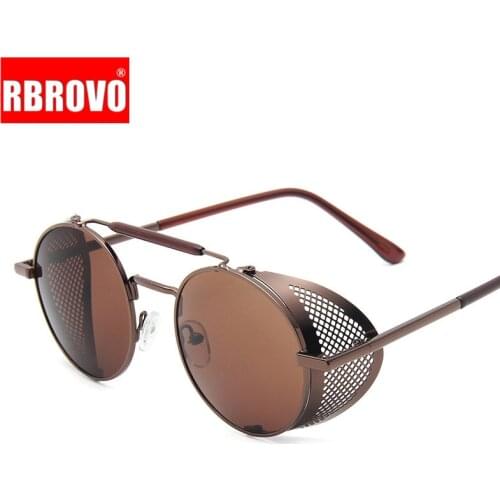 RBROVO Steampunk Retro Sunglasses Men 2021 Luxury Brand Sun Glasses For Men Punk Sunglasses Men Vintage Designer Oculos De Sol