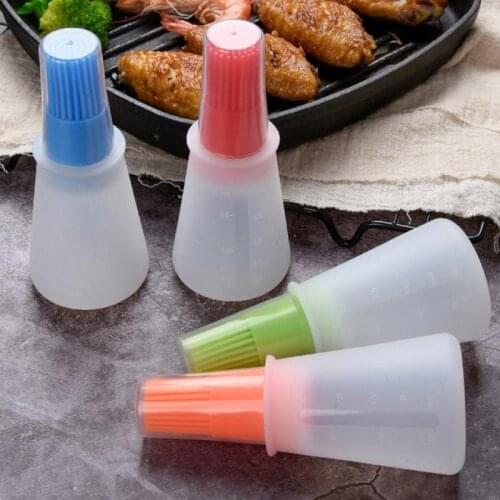 Silicone Oil Bottle Brush with Lid Grill Oil Brushes Liquid Oil Basting Brush Pastry Baking Bbq Tools for Kitchen Accessories