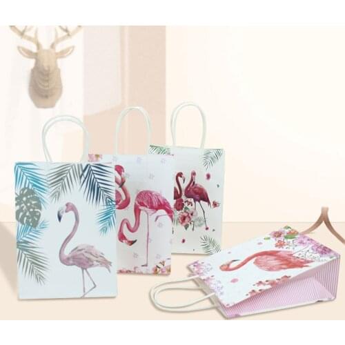 Wedding party favors gift bag with handles Flamingo paper bags for gifts baby shower Birthday Party thank you bags gift bag 10pc