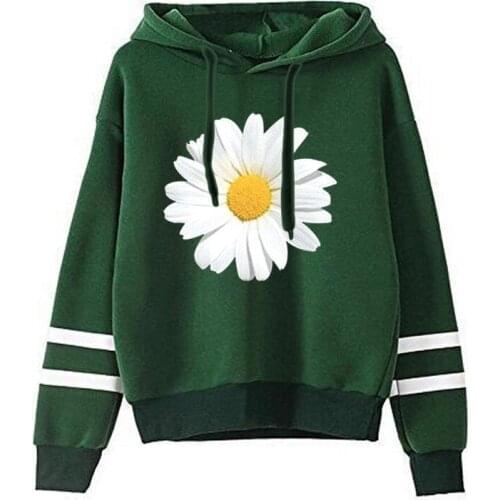 Oversize Solid Tshirt Hoodies Flower Printed Double Bars Hoodie Sweatshirt Women Funny Harajuku Clothes Female/male 2021 New