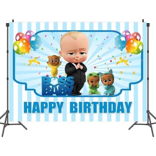 Little Men Boss Baby Theme Photography Backgrounds Blue Boys Birthday Party Backdrops For Photo Studio Vinyl Custom Prop