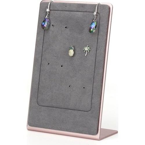 High-end Simple And Customized Gray Metal Plate Microfiber Leather Jewelry Display Stand For Earring Pendant Necklace 8 Color