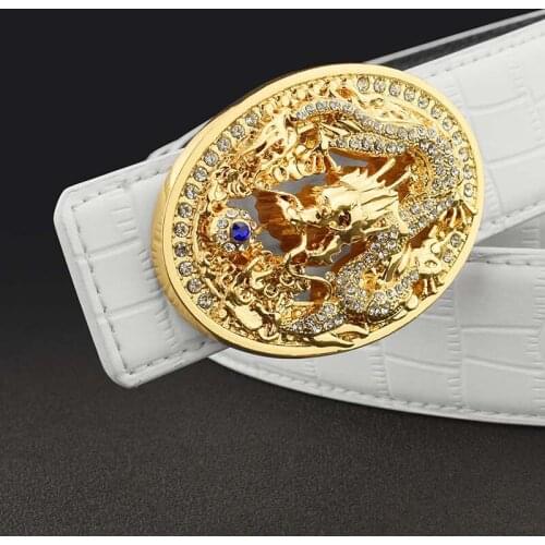 High Quality Fashion Dragon men white Waistband genuine leather luxury famous brand Gasual cinto masculino cowhide Waist Strap