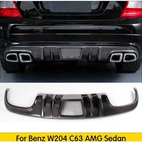 W204 Rear Bumper Lip Diffuser Spoiler For Mercedes Benz W204 C63 AMG Sedan 4Door 2008 2009 2010 2011 Car Bumper Carbon Fiber/FR