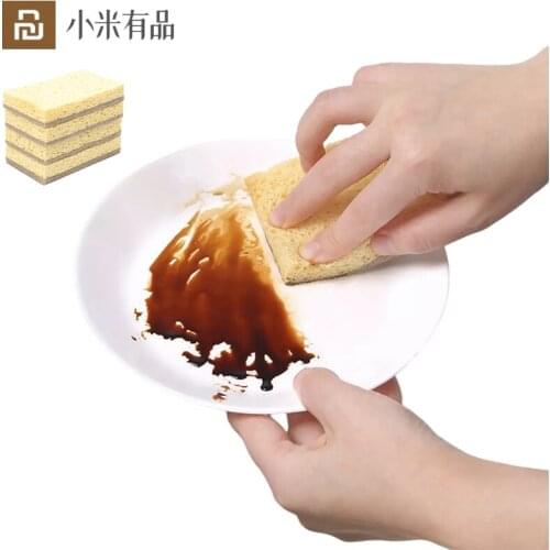 Youpin Dishwashing Cloth Natural Sisal Wood Pulp Cotton Dishwashing Brush Dish Bowl Sponge Rag Kitchen Clean Brushes Scrub Pad