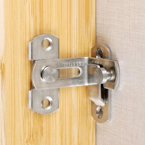 4Pcs 90 Degree Hasp Latches 201 Stainless Steel Sliding Door Chain Locks Security For Window Cabinet Hotel Fitting