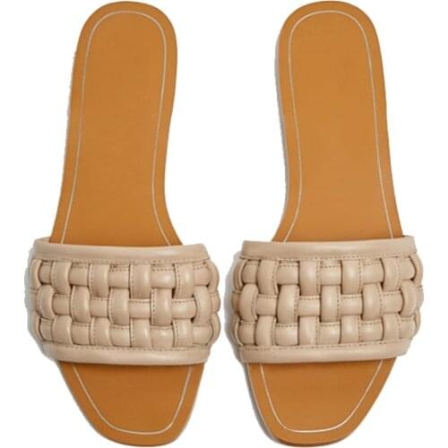 Bailamos Fashion Brand Weave Women Slipper High Quality Ladies Summer Outdoor Beach Slides Open Toe Flip Flops Women Sandal Shoe