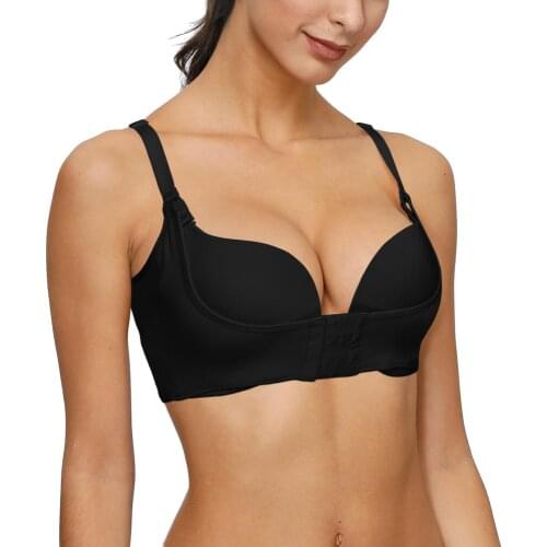 Vgplay Women Bra Push Up Sexy Plunge Lingerie Front Closure Solid Breathable Thin Cup Brassiere Underwire Bras For Women