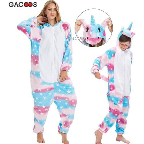 Winter Unicorn Pajamas For Girls Boys Kugurumi Cartoon Animal Panda Stitch Pyjamas Kids Licorne Onesies Christmas Baby Sleepwear