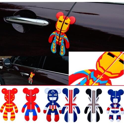 2Pcs Car Door Side Edge Protection Sticker Cartoon Figure Anti-Scratch Protector Glue Sticker For BMW MINI Cooper Accessories