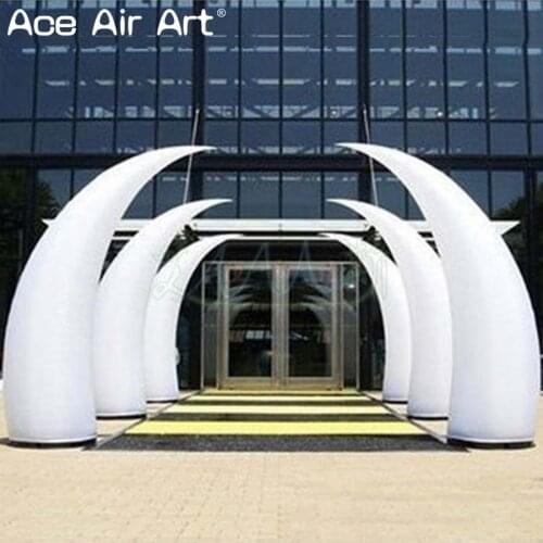 3.5m H Gaint inflatable led curved cone ,glowing inflatable elephant tusk for stage or promotion