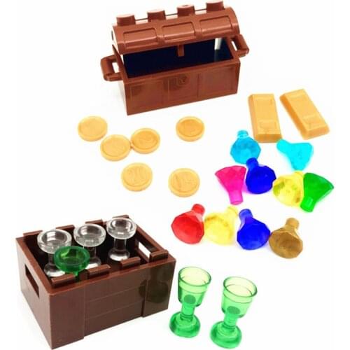 City Accessories Bricks Building Blocks Jewlery Box Gem Precious Stone Caribbean Pirate Figure Treasure Toy Compatible MOC Parts
