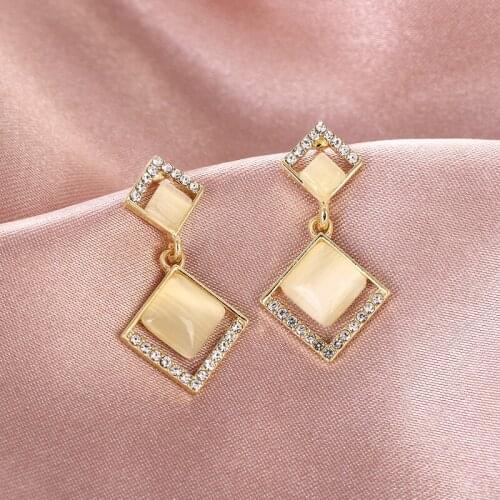 Bohemian Gold Rhombus Women Hanging Earrings Vintage Small Earrings For Women Geometric Circle Earrings 2020 NEW Jewelry