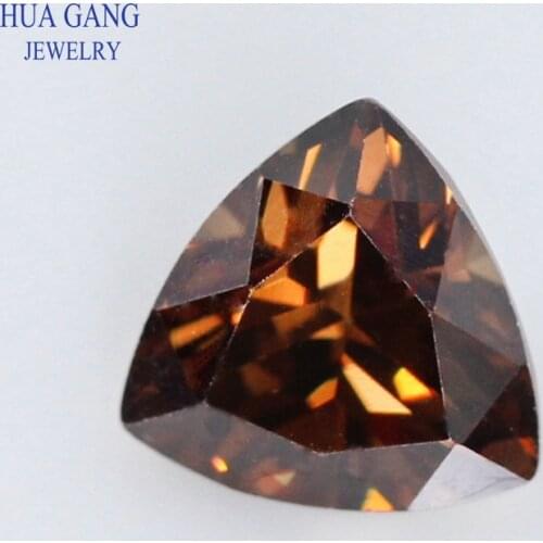 5A Coffee Trillion Shape Cubic Zirconia Brilliant Cut Loose CZ Stone Synthetic Gems Beads For Jewelry 3x3-10x10mm