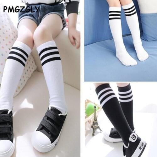 42cm Childrens Boys and Girls Knee High Sock stripe Hosiery Kids School Leg Socks White Long socks Cotton Clothing accessory
