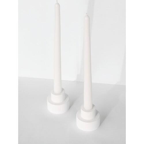 DRY WOOD Decorative White Candlesticks