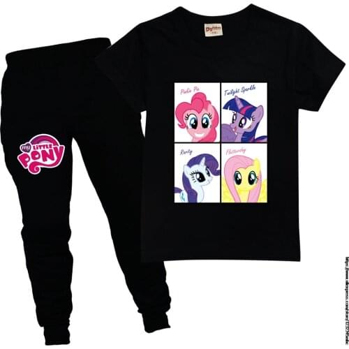 Kids Summer My Little Baby girl pony Clothing Toddler Girl Short Sleeve T-Shirt Pants Outfits 2PCS Children Girls Sest