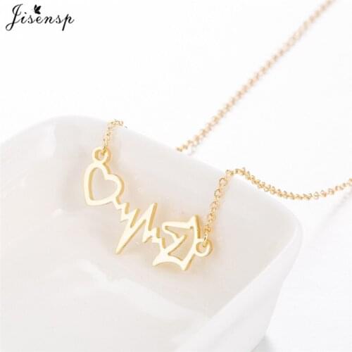 Jisensp Unique Electrocardiogram Charm Necklace Simple ECG Horse Head Pendant Necklace for Women Doctors Animal Jewelry Gift