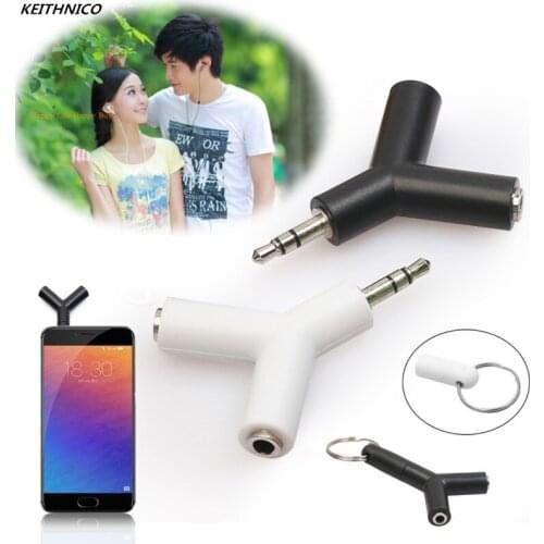KEITHNICO 2Pcs Mini 3.5mm Y Shape Stereo Jack Audio Headset Connector Adapter Keyring Splitter
