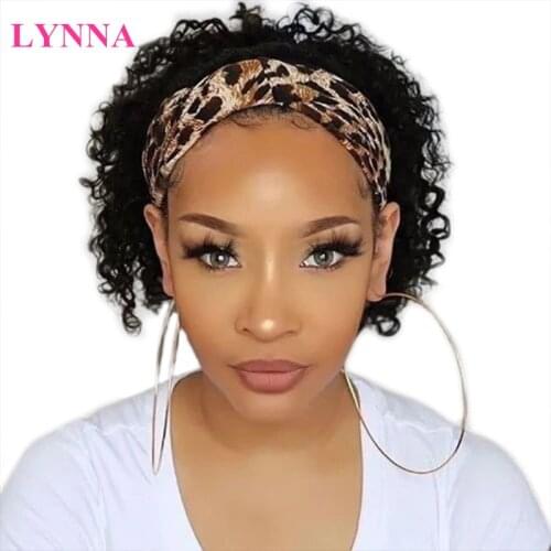 Short Curly Pixie Cut Headband Wig Human Hair Short Bob Human Hair Wig for Women Easy Wear Half Wig Short Bob Human Hair Wigs