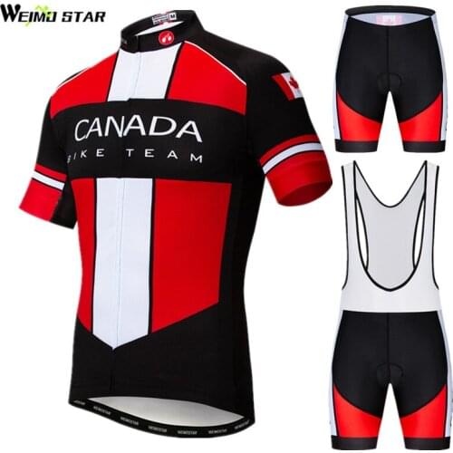 Weimostar Summer Cycling Jersey Set Men Canada Bike Team Cycling Clothing Pro Bicycle Clothes Racing Sport National Cycling Wear
