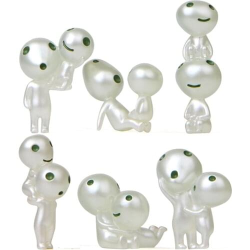 Princess Mononoke Glow in Dark Twin Elves Mini Figures Kodamas Luminous Elf Tree Man Dolls Noctilucous Figurines Halloween Toys