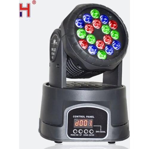 Dmx Stage Lighting Mini Led Moving Head Spot Light RGB 18X3W Wash Effect Lighting Professional Dj Disco Moving Light