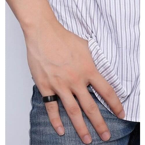 8mm Men Ring Matte Stainless Steel Solid Simple Rings Wedding Band Anniversary Birthday Gift For Men Jewelry