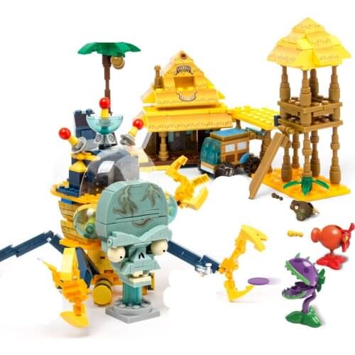 New classic game Zombie Giant Wave Beach Model Building Blocks Childrens Toys Building Blocks Childrens Gifts