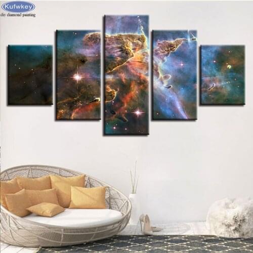 Full square/Round Diamond embroidery 5 Pieces Mysterious Cosmic Starry Sky 5D DIY diamond Painting Cross Stitch Mosaic decor