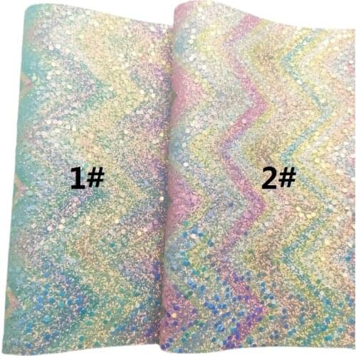 Pastel Colors Arrow Printed Chunky Glitter Vinyl Fabric Sheet Felt Backing Synthetic Leather Faux Vinil Bows Earrings DIY 6S91B