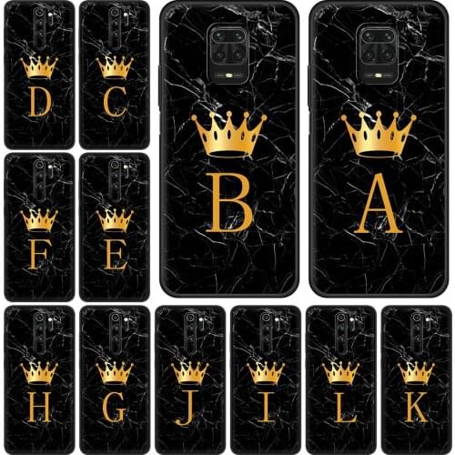 Initial Letter A B Crown Soft Silicone Phone Case for Redmi K40 Note 10 9S 8 Pro Max 9 7 8T 9C 9A 7A Cover Coque Cases Funda