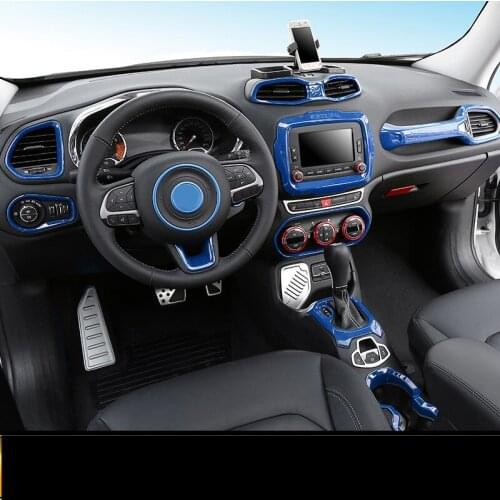 Blue ABS Reading Light Trunk Handle Center Armrest Back Ati-Kick Pad Decorated Frame For Jeep Renegade AAA280B