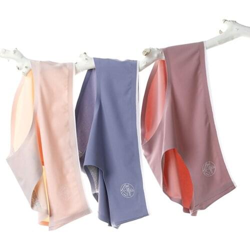 Ice Silk Seamless Panties Women Sexy Briefs Breathable Underwear Cotton Antibacterial Underpants Lingerie 3 Pcs/lot Dropshipping