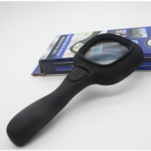 New Magnifier 4X LED Illuminated Handheld Magnifying Glass Loupe Magnifier with 6 LED Lights for Children or Old Man