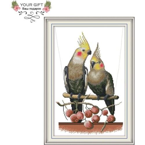 Your Gift DA123 14CT 11CT Counted and Stamped Home Decor Two Parrots Needlework Needlepoint Embroidery DIY Cross Stitch kits