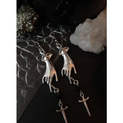 Victorian Hand Dagger Earrings,witch Earrings,weapon Earrings,Gothic Earrings Gothic Jewelry