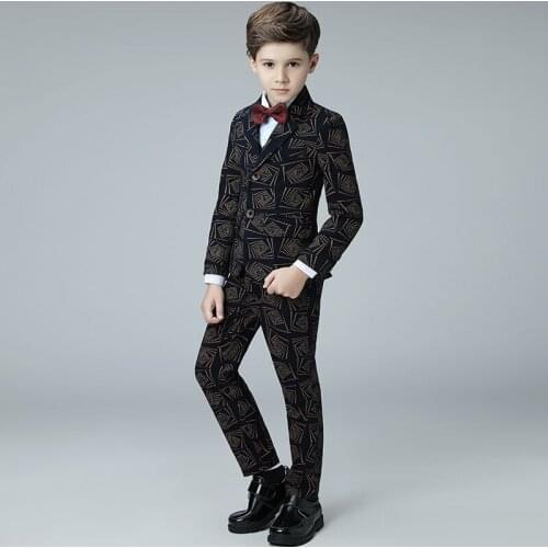 High quality Childrens suit printing spring and autumn Korean boy suit suit student costumes children wedding flower girl dress