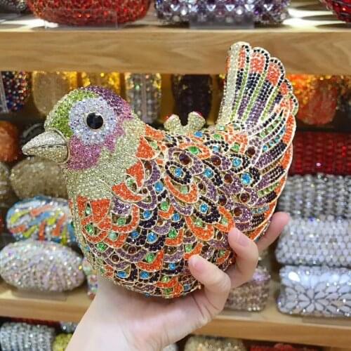 Lady bird shape crystal diamond chain crossbody bag messenger bags for women 2019 lady banquet/Dinner clutch purses wallets bag