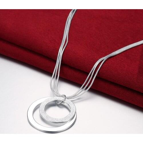 Hot Pretty circle pendant 925 Sterling Silver necklaces for Women Classic fashion charms Jewelry Party wedding Christmas Gifts