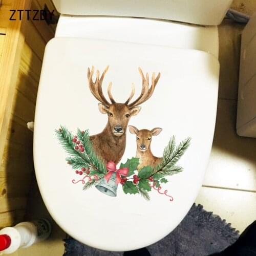 ZTTZDY 23.5×22.8CM Cartoon Deer Kids Room Wall Decoration Funny Toilet WC Stickers T2-1365