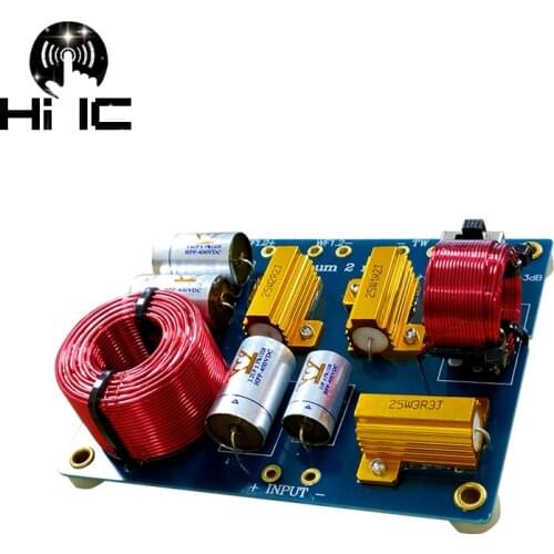 1Pcs 2 Way Hi-Fi Audio Treble Bass 2 Units Crossover Speaker Frequency Divider Stereo Bookshelf Speaker Crossover Filters